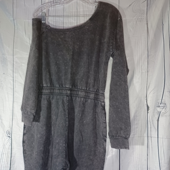 Lane 201 Faded Black Off The Shoulder Jumpsuit with Drawstring - Picture 12 of 14